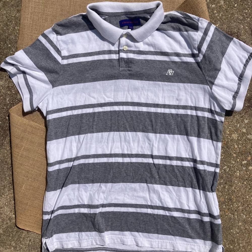 White and Grey Aeropostale Polo